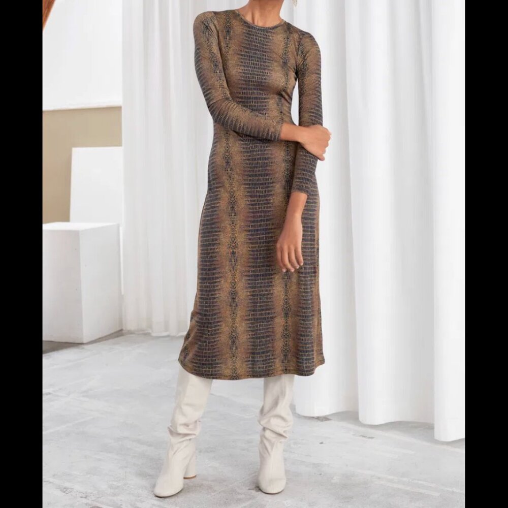 & Other Stories | Croc Printed Midi Dress | Size US 6